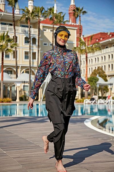 Remsa Mayo Μαγιό R104 Model Hijab - Μπροστινό κάλυμμα, Πλήρως καλυμμένο αλεξίπτωτο, χαρούμενο χρώμα