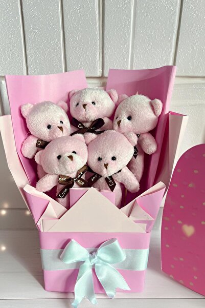 Genel Markalar Sevgiliye Özel Pembe Konsept Romantik Peluş Ayıcık Buketi