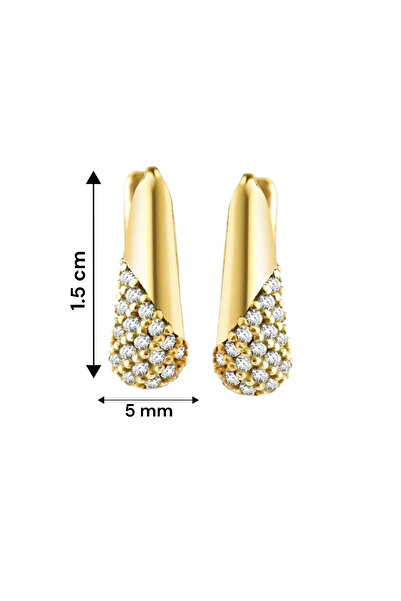 jelux silver Gümüş 925 Ayar Damla Zirkon Taşlı Gold Küpe
