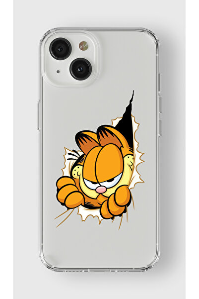 moonset Iphone 13 Uyumlu Garfield Tasarımlı Baskılı Şeffaf Telefon Kılıfı