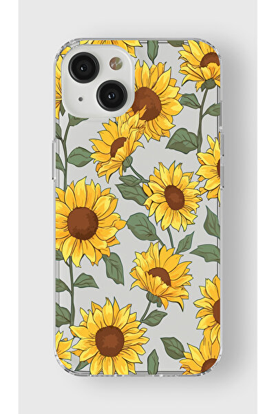 moonset Iphone 13 Uyumlu Ay Çiçeği Tasarımlı Baskılı Şeffaf Telefon Kılıfı