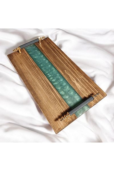 websunday Handmade Epoxy Natural Wood Tray, Promise Tray, Coffee Presentation Tray