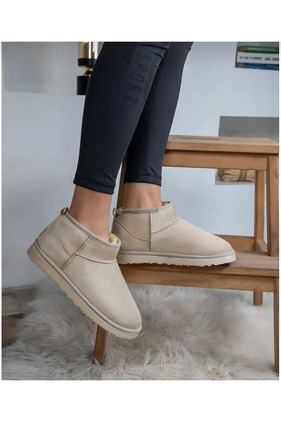w white stars sports & wear Μίνι μέγεθος Suede Ankle Boots με Τριχωτή Επίπεδη Σόλα Γυναικεία Παπούτσια με καινοτόμο στυλ