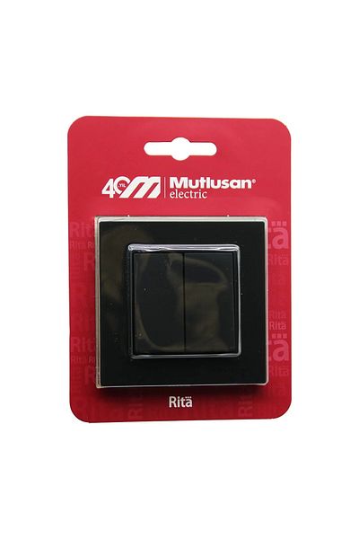 Take and Happy Mutlusan Rita-2220 402 0284B with Blister - Board Black - Commutator - 2-Li Switch Socket Vidali