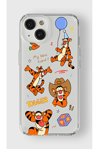 moonset Iphone 15 Plus Uyumlu Tigger Tasarımlı Baskılı Şeffaf Telefon Kılıfı