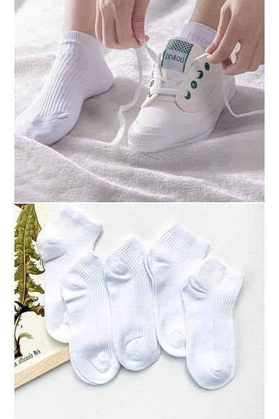DM DEL MORE SOCKS 5 чифта дамски обикновени бели чорапи с ботуши