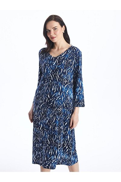 LC Waikiki V-Neck Patterned Women's Dress