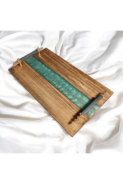 websunday Handmade Epoxy Natural Wood Tray, Promise Tray, Coffee Presentation Tray
