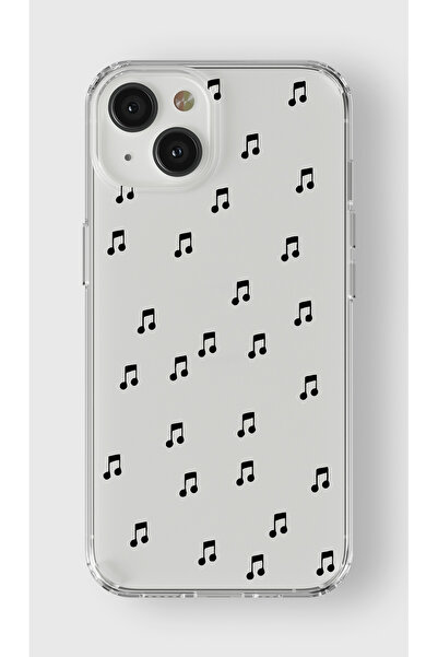 moonset Iphone 15 Uyumlu Müzik Notası Tasarımlı Baskılı Şeffaf Telefon Kılıfı