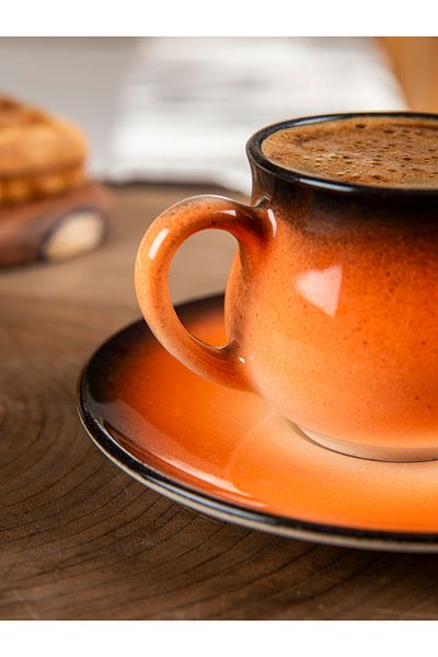 M'art Home Sipahi Orange 2-Person Coffee Cup Set 150 ml