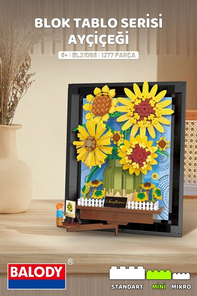 balody Ayçiçeği Blok Tablo Serisi – Mini Blok Yapı Oyuncakları Seti | 1277 Parça