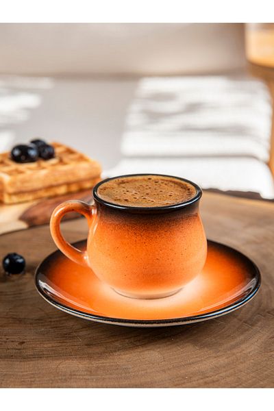 M'art Home Sipahi Orange 2-Person Coffee Cup Set 150 ml