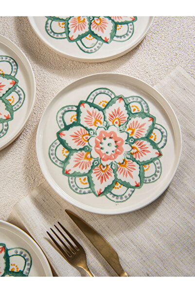 M'art Home Set of 6 Boho Handmade Cake Dessert Plates - Stackable 20 cm