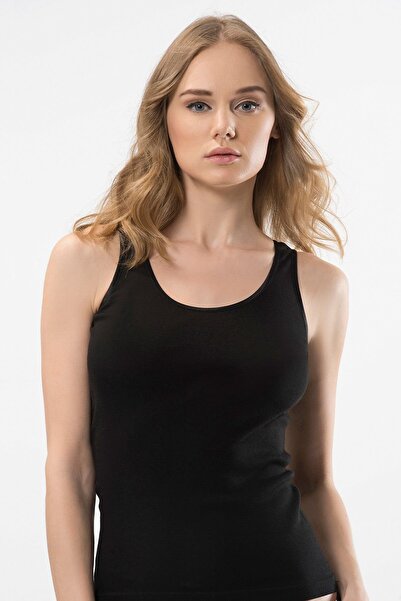 TÜREN Women's U-Neck Strap Camisole 2-Pack Cotton Undershirt 211/Black 211/Black