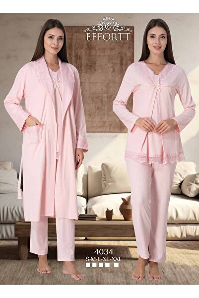 Maison Mila Gizli Emzirme Özellikli Uzun Sabahlıklı Lohusa Pijama Takımı