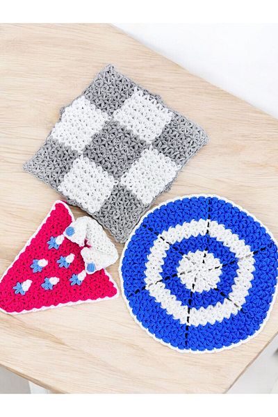 Dantelux Hand Knitted 3Pcs Mixed Model Washcloth Set