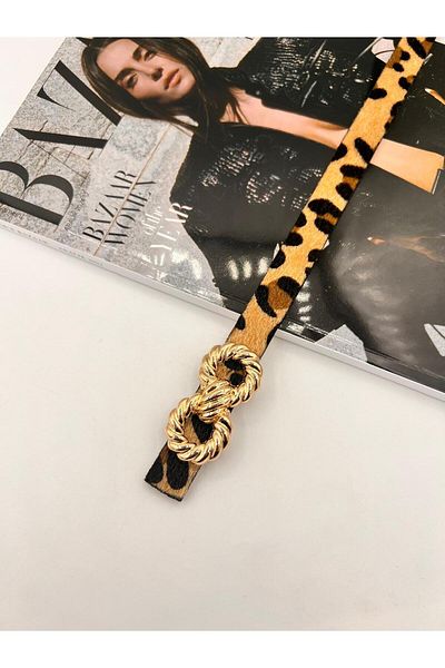 MODAM HİFA Γυναικεία ζώνη Leopard Gold Buckle Ζώνη παντελονιού Ζώνη φόρεμα Ζώνη πουκάμισο Ζώνη παλτό
