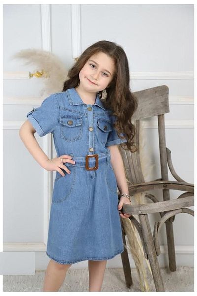 Aymini kids Belted Denim Dress