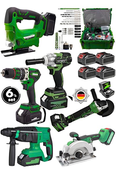 OG GERMANY STEEL 6 MAKİNA 4 AKÜLÜ ŞARJLI SOMUN SIKMA-SPRAL TAŞLAMA-DAİRESEL T...