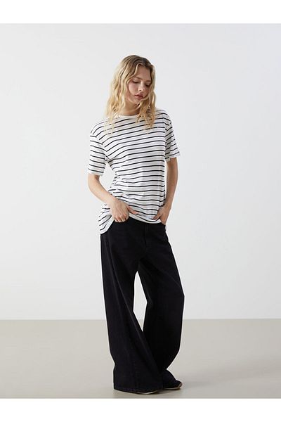 LC Waikiki Tricou cu dungi pentru damă cu gât crew - S5GP37Z8