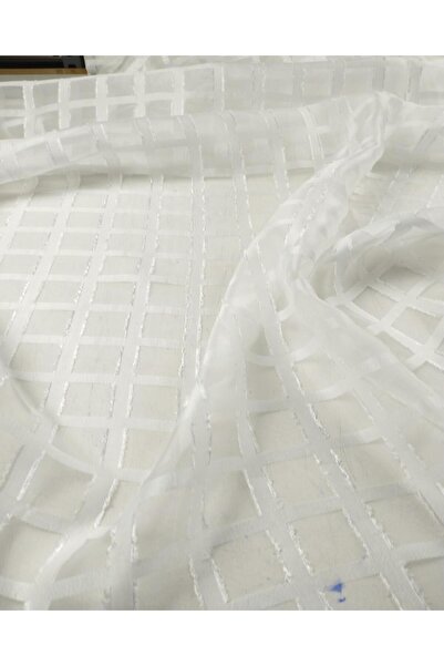 Kumaş Parça Tul din organza în culoarea albă Lățime: 150
