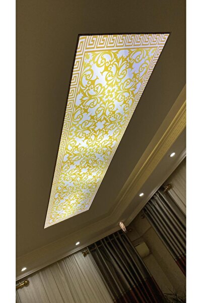 poster marketi Altın İşlemeli Klasik Gergi Tavan | Lüks ve Zarif Dekorasyon