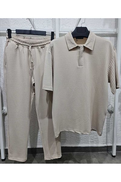 cto your style Men's Polo Neck T-Shirt Comfortable Fit Zipper Snap Detail Bottom Top Set