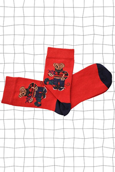 ZISHAN Ayıcıklı Çorap - Topuk ve Parmak Ucu Detaylı Trend Desenli 444