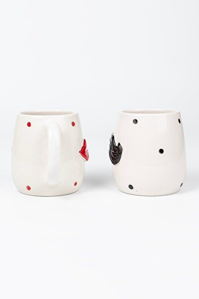 Loomart Handmade Ceramic Mug Cup with 3D Lip and Mustache Figures 400ml Dear Cup, Valentine's Day