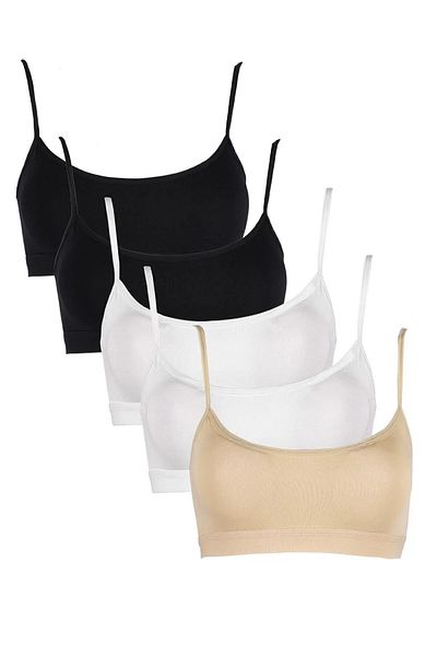 COMFORT SECRET Women's Colorful 5-Piece Rope Strap Padded Sports Bra Half Undershirt