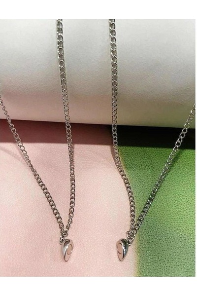 Bontexs Ünisex Kalpli Mıknatıslı Çiftlere Özel Sevgili Aşk Kolyesi Hediye Kutusu Ile Gönderilir