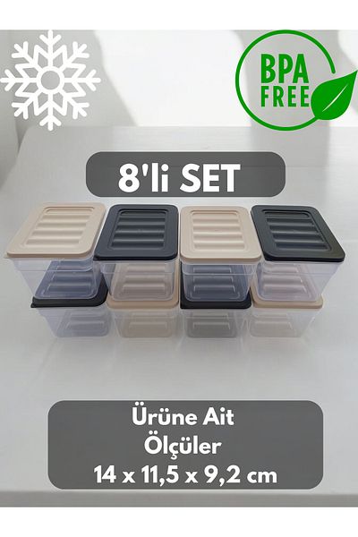 PONÇİK STORE 8-Piece Colorful 1100 ml Refrigerator - Organizer Freezer and Microwave Storage Set