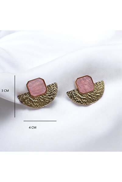 Nilsu Jewellery Accessory Metal Ezme Plaka Mineli Yelpaze Küpe