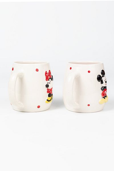 Loomart Handmade Ceramic Mug Cup with 3D Mickey and Minnie Mouse Figures 400ml Dear Cup