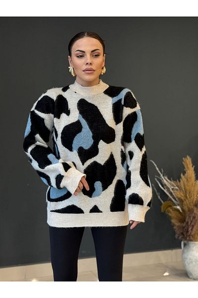 DUSOHOME Soft Textured Patterned Knitwear Sweater