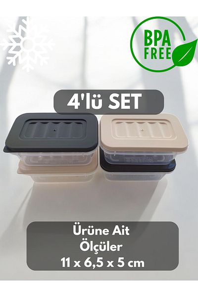 PONÇİK STORE Set of 4 240 ml Refrigerator Organizer, Freezer and Microwave Storage Container