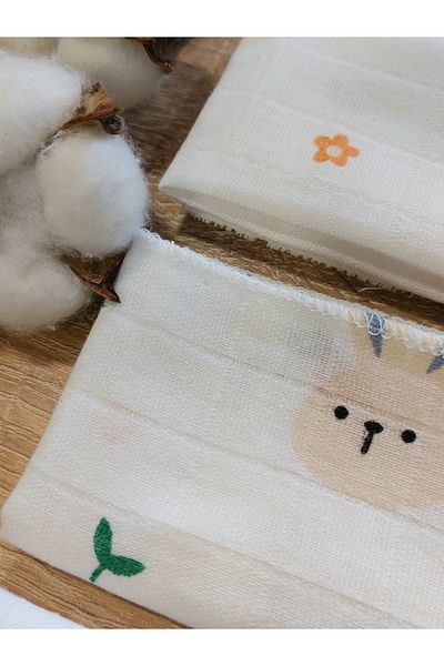 Mrvhome 4 Muslin Mouth Wipes - Sweat Cloth and Rabbit