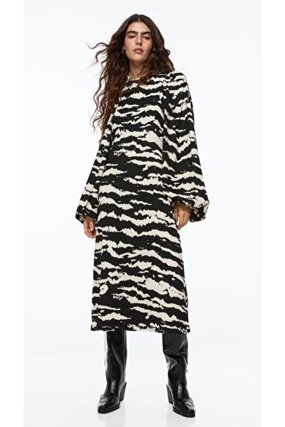 MODA TUBELLABUTİK HM BASKILI DOKUMA ELBİSE