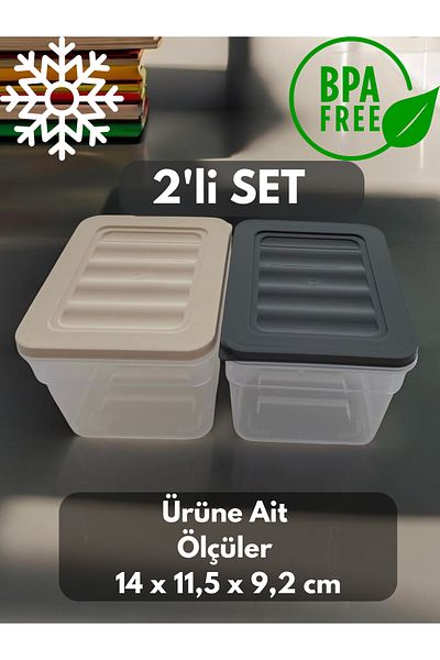 PONÇİK STORE Set of 2 Colorful - 1100 ml Deep Refrigerator and Microwave Storage Container
