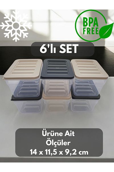 PONÇİK STORE 6-Piece Colorful 1100 ml Deep Refrigerator - Organizer Freezer and Microwave Storage Set