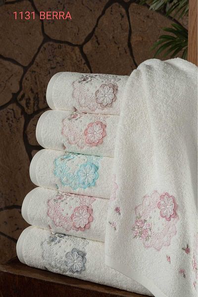 Fiesta 12 Girls 3D Embroidered Assortment Towels - 30X50 cm and 50X90 cm Boxed, 100% Curl
