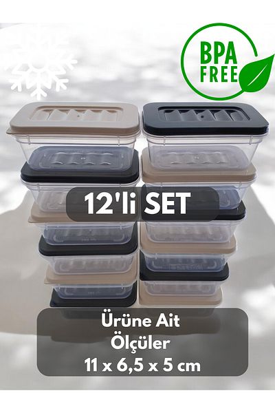 PONÇİK STORE Set of 12 240 ml Refrigerator Organizer, Freezer and Microwave Storage Container
