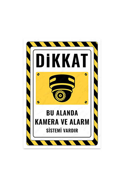 KanvasSepeti Bu Alanda Kamera Ve Alarm Sistemi Vardır Uyarı Folyo Etiket Bask...