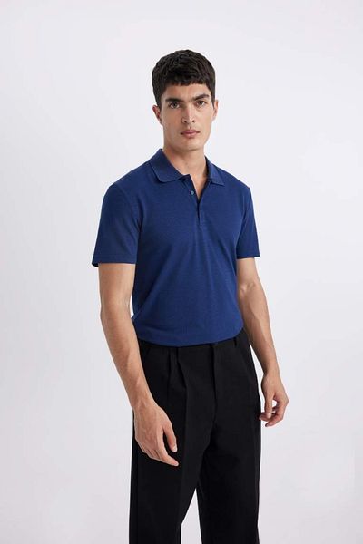 DeFacto Slim Fit Polo Neck Basic Short Sleeve Cotton T-Shirt