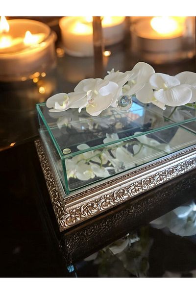 AYZ HOME Promise Engagement Chocolate Dowry Box 20*30 Wooden Edge Mirrored Base Glass Box