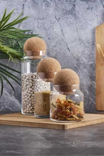 sweenhome 3 Size Top Lid Glass Jar Storage Container