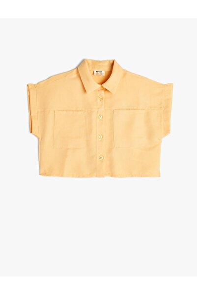 Koton Girls' Short Shirt with Crop Pockets