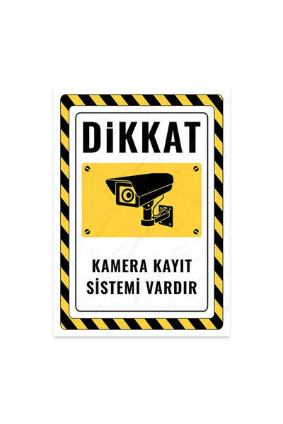 KanvasSepeti Dikkat Kamera Kayıt Sistemi Vardır Uyarı Folyo Etiket Baskı (21,...