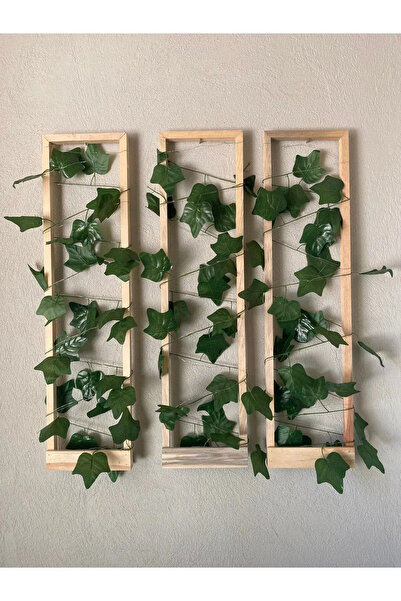 ViraHome 3'lü Ahşap Peri Ledli Sarmaşıklı Duvar Çıtası Kış Bahçesi Balkon Duv...