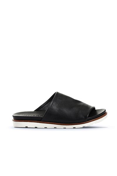 BUENO Black and White Women's Flat Slippers - Leather 01wl0503